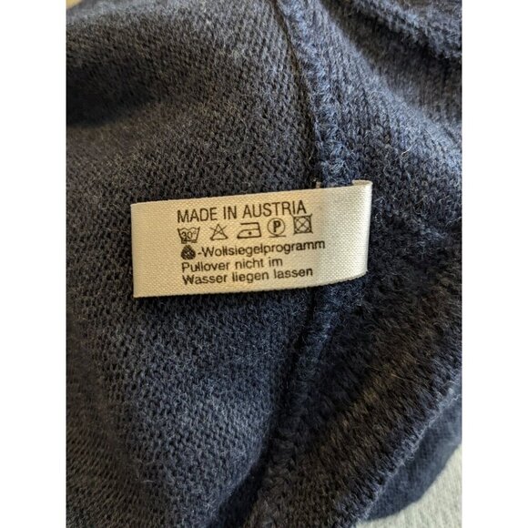Vintage Merino Wool Mens Sweater XL Euro 58 V Neck Pullover Blue Striped Austria - Picture 4 of 5